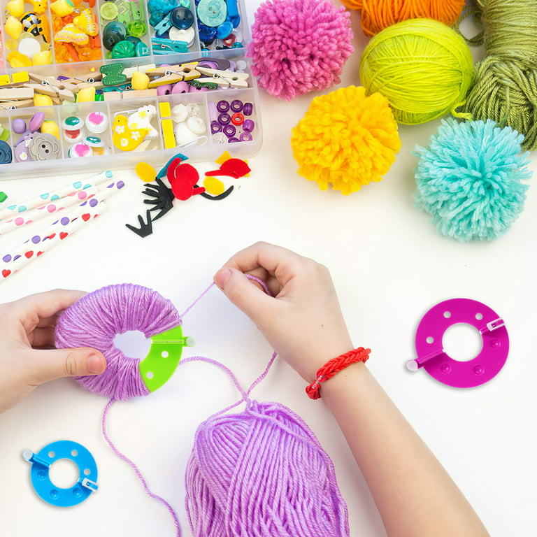 Knewmart Pompom Makers, 4 Sizes Fluff Ball Weaver Needle Pompom Maker Sets-DIY Pompoms Craft Doll Making Kits Contain 1Pcs Scissors + 10pcs Knitting