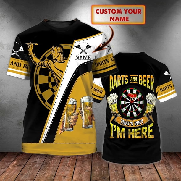 Camiseta personalizada con estampado 3D de cerveza y dardos para hombre, camiseta Harajuku, regalos de dardos de amor, camiseta informal Unisex de manga corta DW79Adult size S Gao Jinjia LED