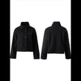 thumbnail image 3 of Abrigo Corto de Lana para Mujer, Chaqueta de Invierno con Cuello Alto y Bolsillo para Oficina Negro L, 3 of 5