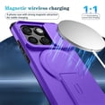 thumbnail image 6 of Case for Motorola Moto Edge 2025 6.7" with Invisible Fold Holder Stand, Magnetic Wireless Charging,Sliding camera casing,Shockproof Dropproof Tough Rugged Protective Case Cover,Purple, 6 of 10