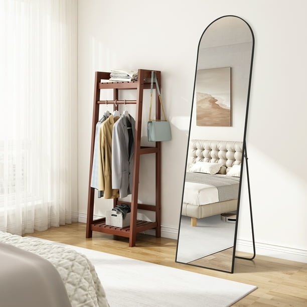 EDX Arched Full Length Mirror 59"x16" Full Body Mirror Rectangle Free Standing Wall Mounted Leaning Hanging Floor Mirrors, Black EDX Arched Full Length Mirror 59"x16" Full Body Mirror Rectangle Free Standing Wall Mounted Leaning Hanging Floor Mirrors, Black - Image 2