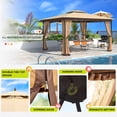 thumbnail image 6 of 10'x12' Outdoor Gazebo with Double Roof, Metal Frame Patio Gazebo with Netting, Water-Resistant Canopy Tent for Backyard, Deck, Garden, Patio, Khaki, 6 of 8