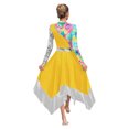thumbnail image 1 of iixpin Robe de Danse Liturgique pour Femmes à Imprimé Floral, Costume de Louange, Robe de Danse de Salon, Jaune, M, 1 of 6