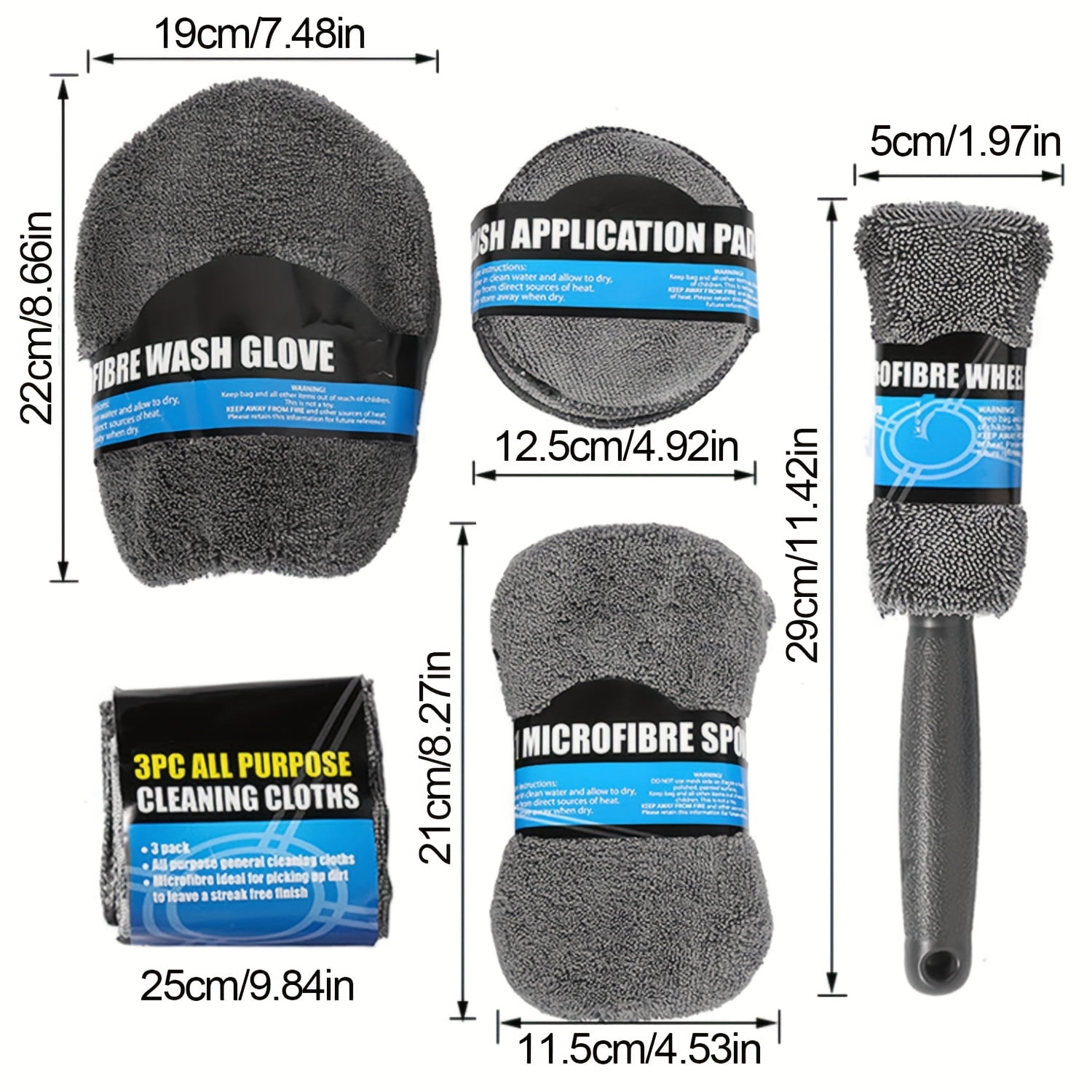9Pcs Car Cleaning Tool Kit, Microfiber Car Detailing Cleaning Tools Set for Interior Exterior Car Washing Beauty Winter
