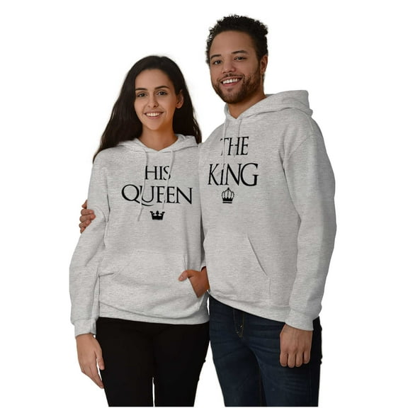 King Queen Matching Sets His Hers Women Plus Size Graphic Pullover Hoodie Brisco Brands 2X