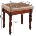thumbnail image 3 of Vanity Bench Stool with Padded Cushion, Piano Bench with Solid Wood Carving Legs, Home Chairs Button Breathing Leather Upholstered Seat, 18.5” x 14.2” x 19.1” Easy Assembly, Yellowish Brown FD1533LT, 3 of 18