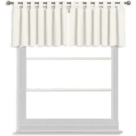 Tab Top Blackout Valance Curtains Panel Drapes White 32 Wide by 22 Long - 1 Panel