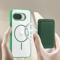 thumbnail image 4 of 2 in 1 Wallet Case for Google Pixel 9A, Compatible with Magsafe Clear Shockproof Magnetic Phone Case with Card Holder Bumper Anti-Yellowing Protective Cover for Google Pixel 9A,Green, 4 of 8
