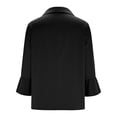 thumbnail image 6 of Tanghaowl Womens T Shirts, Fashion Satin Blouse with Asymmetrical Notched Lapel and Flared Sleeves for Everyday Casual Elegant Tunic Top Black XXL, 6 of 7