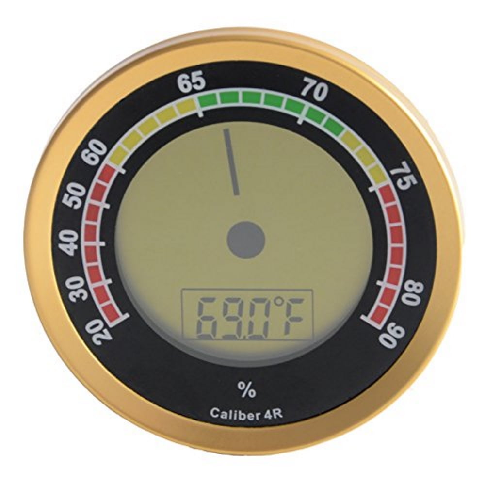 Caliber 4R Gold Digital Analog Hygrometer by Cigar Oasis