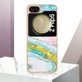 thumbnail image 6 of SaniMore for Samsung Galaxy Z Flip 5 6.7" 2023 Case with Wireless Charging Shockproof TPU Backplane Glitter Marble Pattern Fashion Design Anti-drop Anti-fingerprint Skin-feel Cover, Green/Pink, 6 of 11