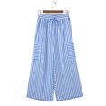 thumbnail image 5 of ZhiHiMeRi Casual Blue Stripe Wide Leg Pants for Women – Ankle Length Drawstring Trousers for Daily Wear XL, 5 of 12