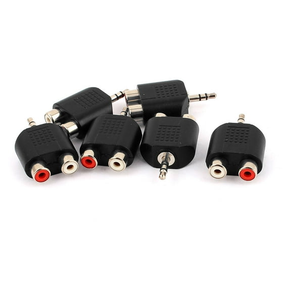 6pcs 3.5mm Stereo Male Jack to Dual RCA Female Audio Plug Adapter Connector