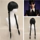 thumbnail image 1 of Wednesday Addams Wednesday Addams Wednesday Addams Cosplay Wig, Addams Cosplay Synthetic Long Black Braids Hair With Fringe For Halloween Cosplay Party, 1 of 7