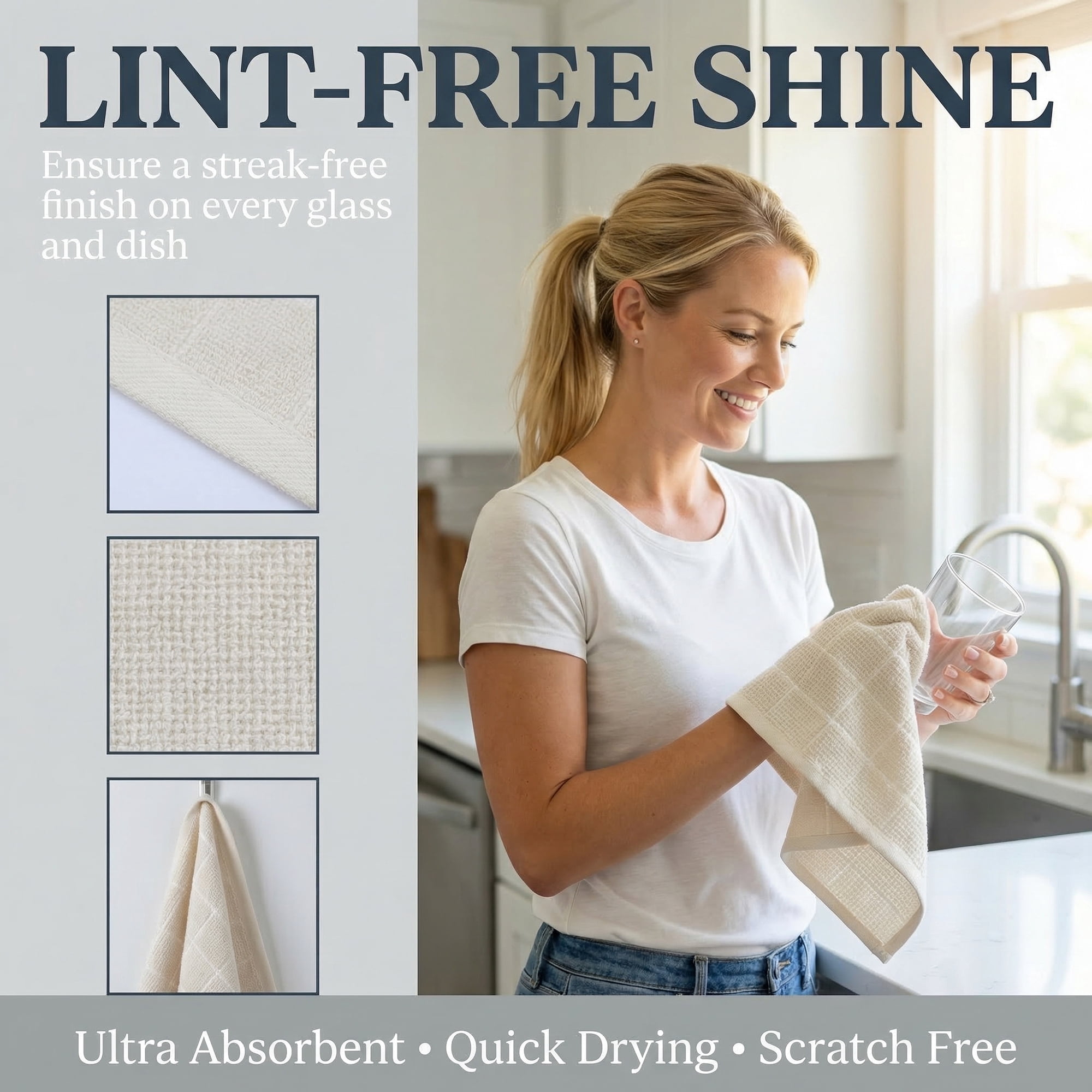 Unique Bargains 4 Pack Highly Absorbent Cotton Reusable Dish Cloths White 25" x 15"