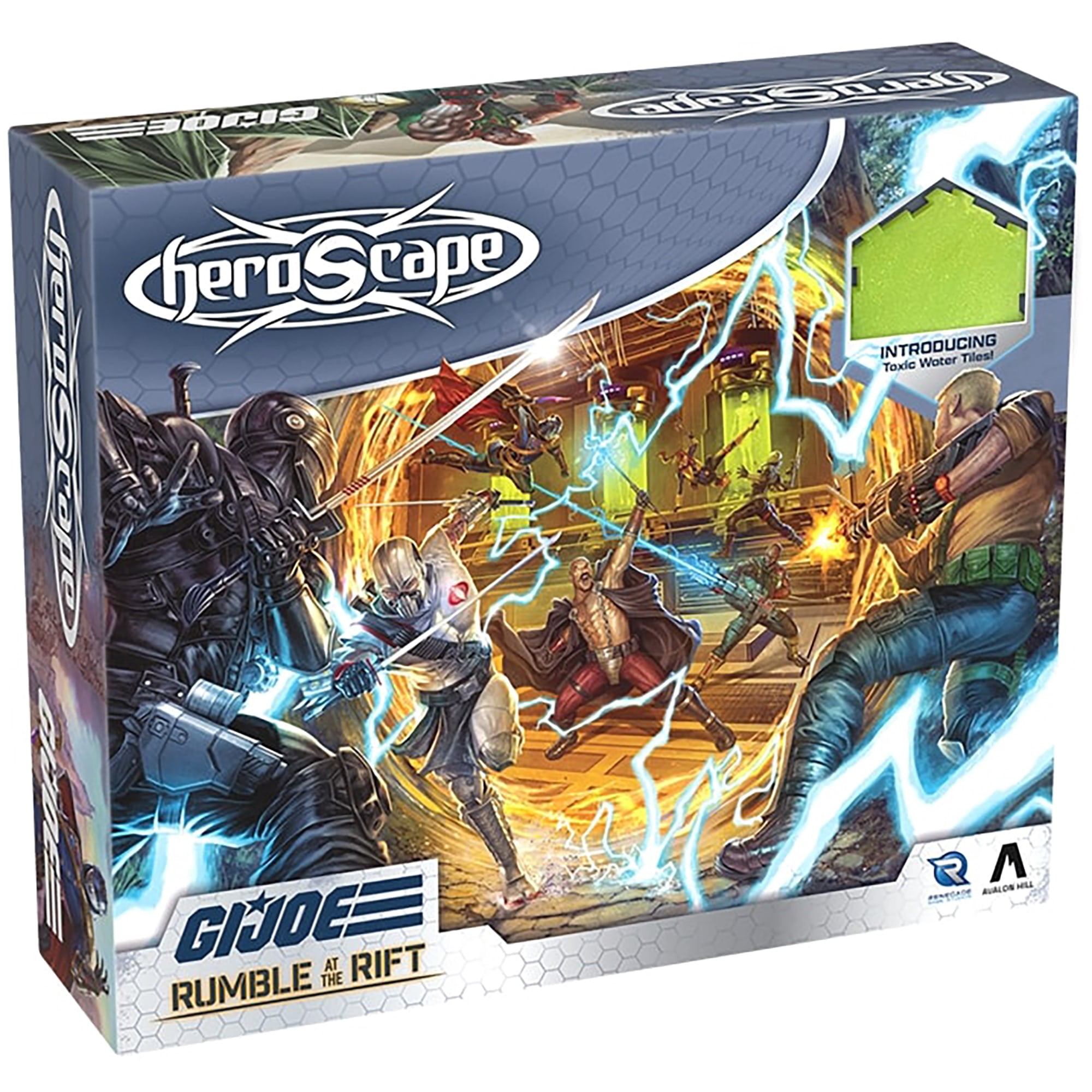 Renegade Games: GI JOE Heroscape - Rumble at the Rift Battle Box - 8 Miniatures, Modular Hex Terrain, COBRA Fortifications, Dice-Markers-Scenarios