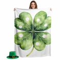 thumbnail image 2 of Throw Blanket Fleece Throw Blanket 40x50in, St Patrick's Day Clovers Lucky Leaf Soft Lightweight Bed Blankets Green Irish Shamrock Fuzzy Couch Blankets for All Season, 2 of 9