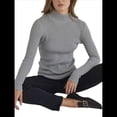 thumbnail image 3 of Suéter de Cuello Alto Acanalado para Mujer, Larga, Blusa Térmica de Peso Medio Gris un Tamaño, 3 of 10