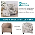 thumbnail image 3 of CHUNTIAN 2 Pieces Club Chair Slipcover Stretch Waterproof Tub Chair Slipcover Armchair Covers Sofa Cover Removable Round Barrel Chair Covers Couch Furniture Protector Cover for Living Room, A43, 3 of 5