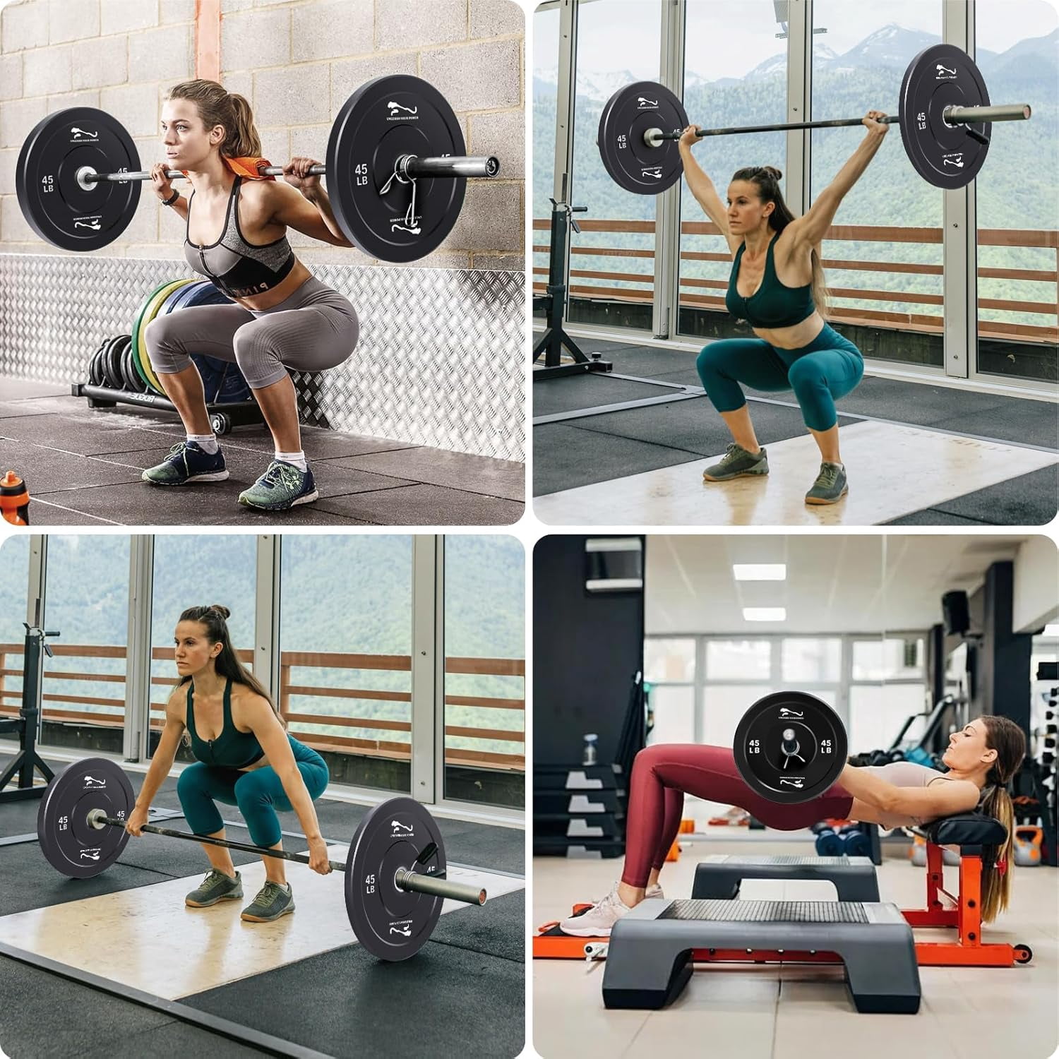 Olym-Pic Bumper Plates Set, 2-Inch Universal Fit Rubber Weight Plates with Steel Insert for Home Gym & Strength Training