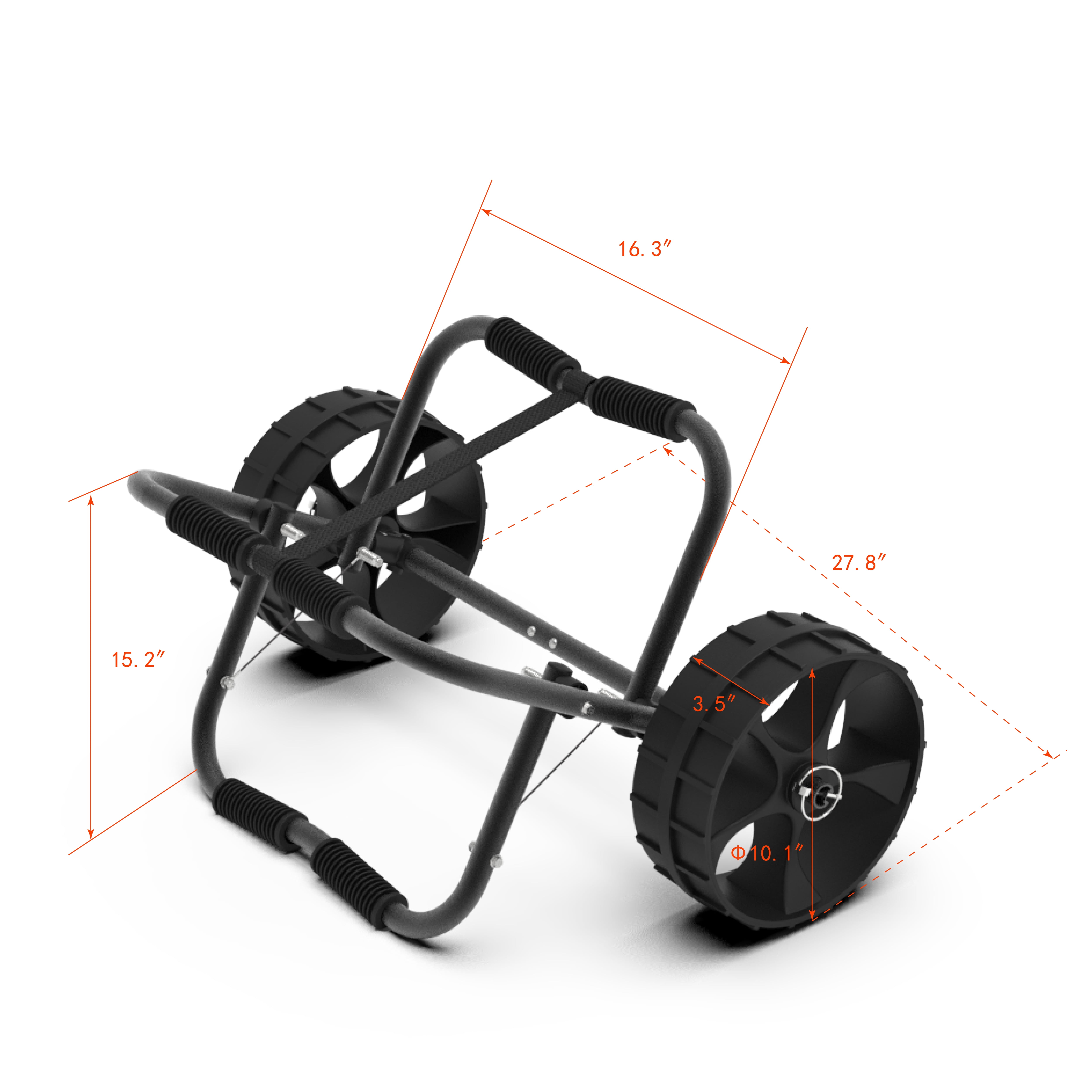 FDB 200LBS Universal Folding Bend Kayak Canoe Boat Carrier Dolly Trailer Tote Trolley Transport Cart Wheel for Carrying Kayaks, Canoes, Paddleboards, Float Mats, Boats Black