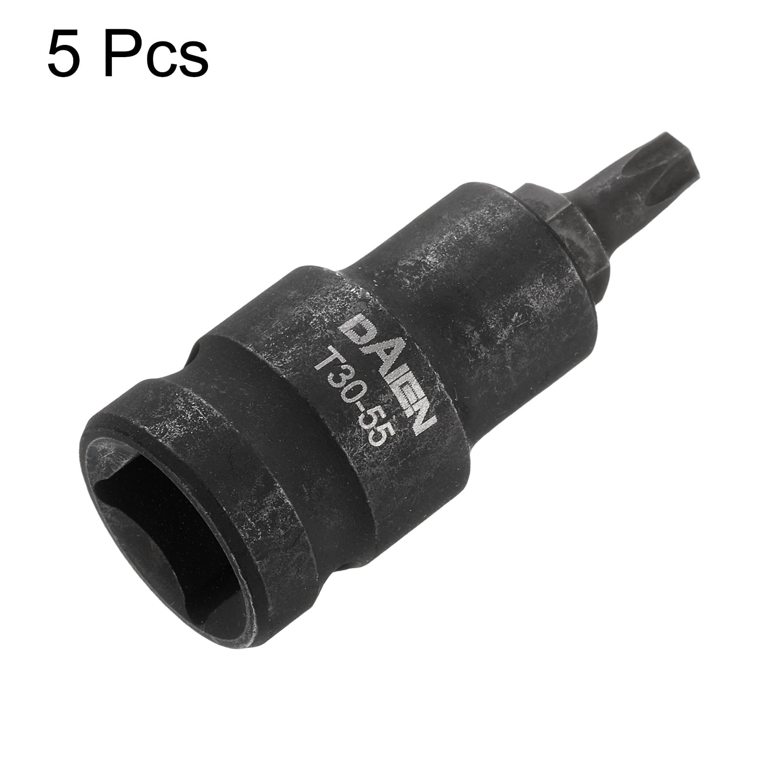 Uxcell 5pcs T30 Torx Bit Socket 55mm/2.17" Length 1/2" Square Drive Star 6 Point Extension Impact Bit Power Nut Driver Set S2 Steel Socket Ratchet Wrench Bits, Black