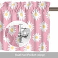 thumbnail image 6 of White Pink Daisy Kitchen Curtain Valances for Windows Farmhouse Short Curtains, Spring Summer Floral Botanical Rod Pocket Valance Curtain for Bedroom Cafe Living Room, 6 of 8