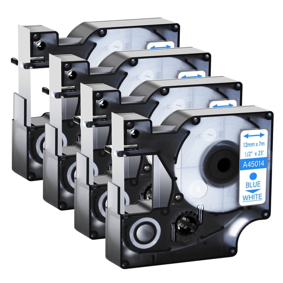 GREENCYCLE 4PK Compatible for DYMO D1 45014 12mm 7m Blue on White Label Tape for LabelManager LabelPoint LabelWriter Label Maker