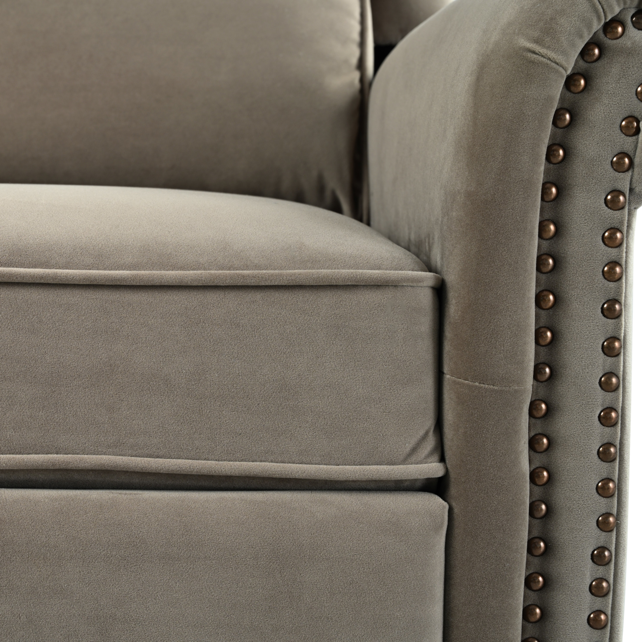 Elegant Velvet 360° Swivel Recliner with Nailhead Accents and Adjustable Design, Light Brown
