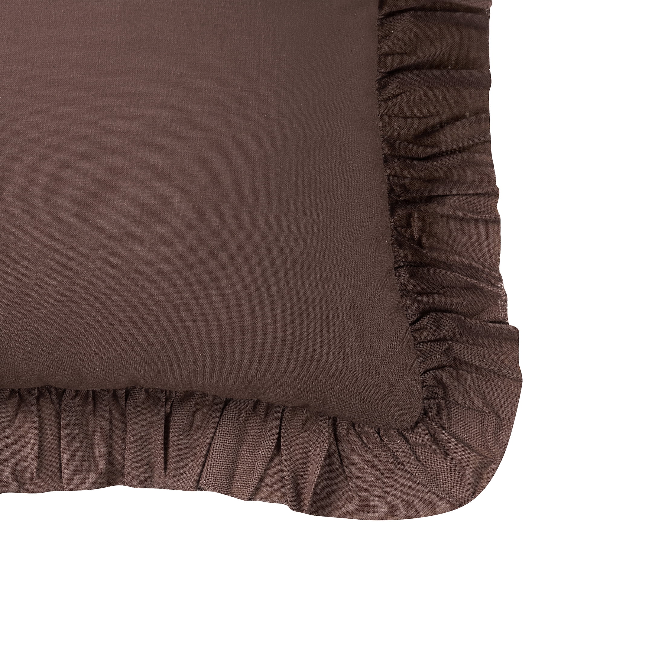My Texas House Brown Ruffle Cotton Decorative Pillow, 18 in x 18 in