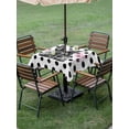 thumbnail image 3 of Black Easter Outdoor Tablecloth - 54x54 Inch Square Dining Table Cover, Spring Modern Cute Bunny Polka Dot Waterproof Outdoor Table Cloth with Umbrella Hole & Zipper for Picnic/Patio/Party, 3 of 7
