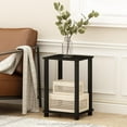 thumbnail image 2 of Simplistic 1-Tier End Side Night Stand/Bedside Table with Plastic Poles, Espresso/Black, 2 of 13