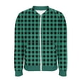 thumbnail image 4 of Womens Lightweight Plaid Jackets Stand Collar Zip up Checkered Coat Casual Long Sleeve Outerwear with Pockets New Oversized Jacket for Women Lightweight Green XL, 4 of 6