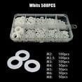 thumbnail image 2 of 500PCS White Plastic Washers Flat Nylon Washer Assorted Washer Seals M2-M8, 2 of 12