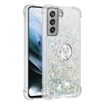 thumbnail image 2 of Funda para Samsung Galaxy S21 FE 5G con Brillo Líquido Flotante, Purpurina, Parachoques y Anillo Giratorio Soporte, 2 of 5