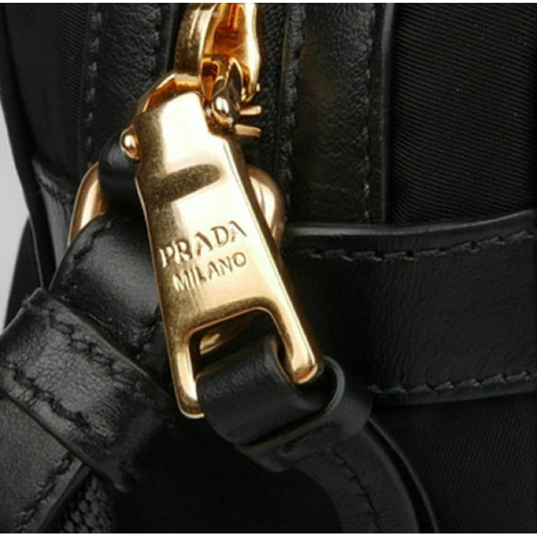 PRADA: camera bag in grained leather - Black  Prada crossbody bags 1BH082  2BBE online at