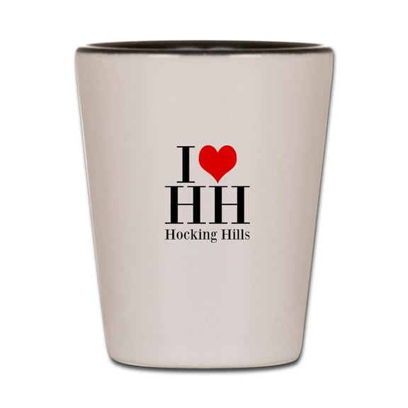 CafePress - I Love The Hocking Hills - White/Black Shot Glass, Unique and Funny Shot Glass