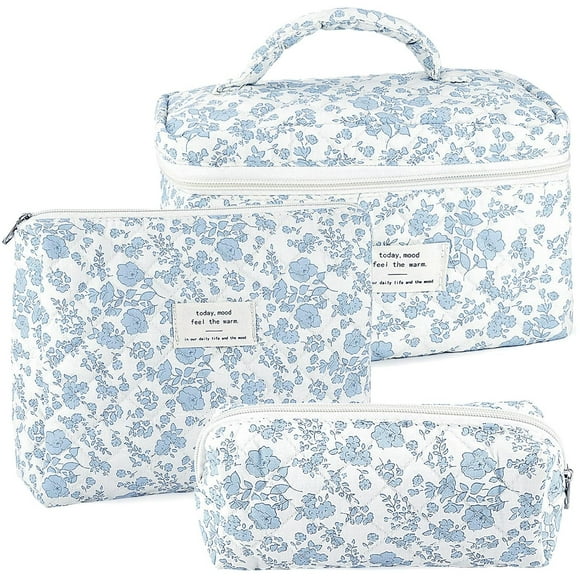 Set de bolsas de maquillaje URSKYTOUS, acolchadas, cosméticas, algodón, viaje, x3