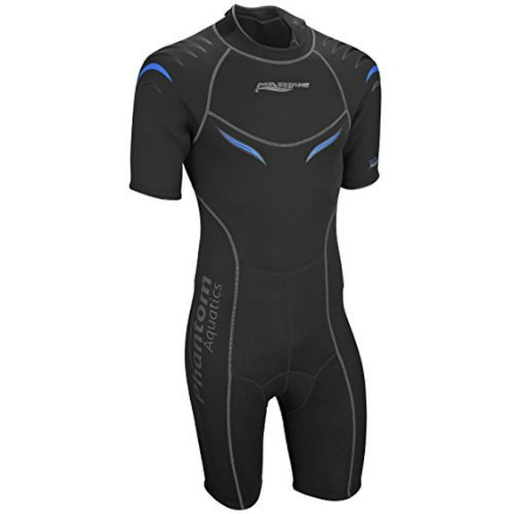 Phantom Aquatics Men's Superior Flex Neoprene Wetsuit Short Sleeve Shorty Scuba Snorkeling Surf Suit - BKYL - MD