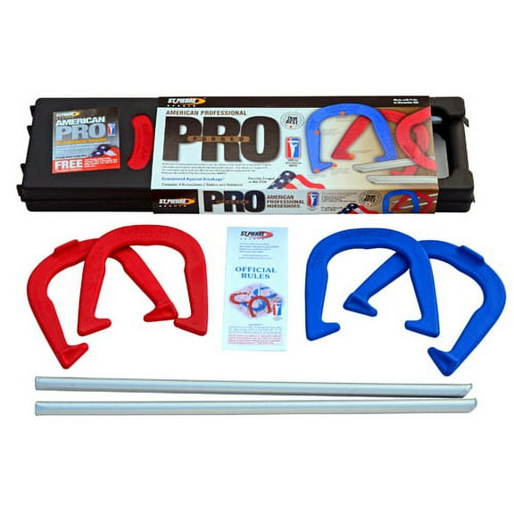 St. Pierre American Professional Series Horseshoes Complete Set: Includes 4 Horseshoes, Solid Steel Stakes, and Rule Book.