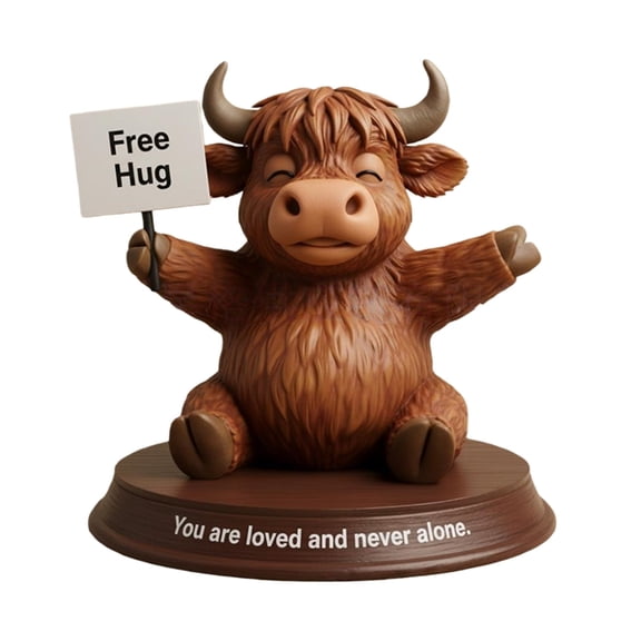 Miiottaa Realistic Highlands Cow Animal Figurines Resins Animal Statue Ornament for Table