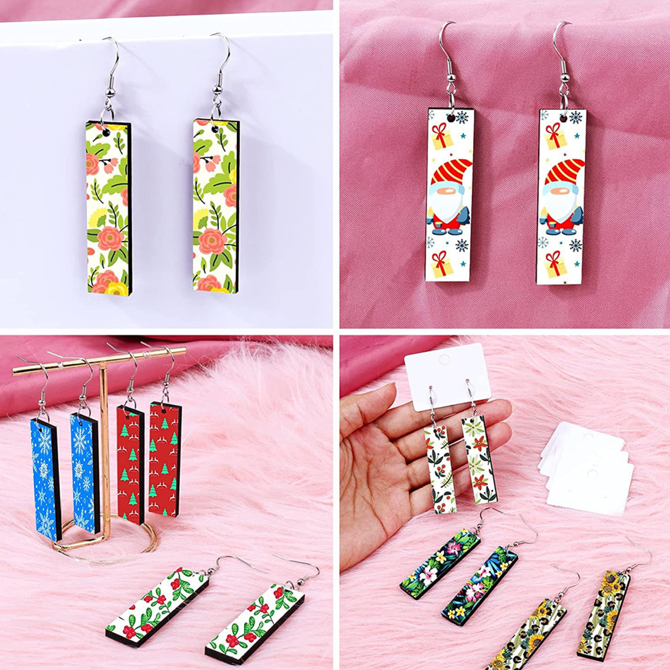 EUBUY 250pcs Sublimation Blank Earrings Set Heat Transfer Earring Ornament  Blanks with Earring Hooks and Jump Rings for Jewelry DIY Making Supplies 