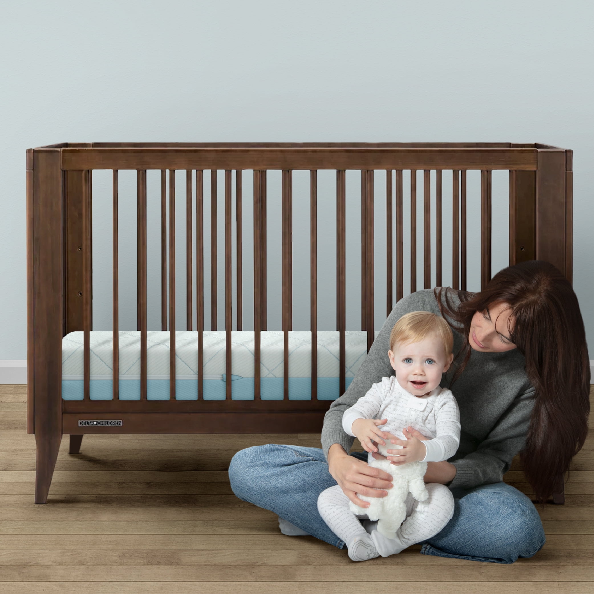 Delta Children Starlit Sky 2-Stage Crib and Toddler Mattress – GREENGUARD Gold Certified, CertiPUR-US Certified Foam, Machine Washable Cover, Waterproof Barrier, Made in USA, Blue