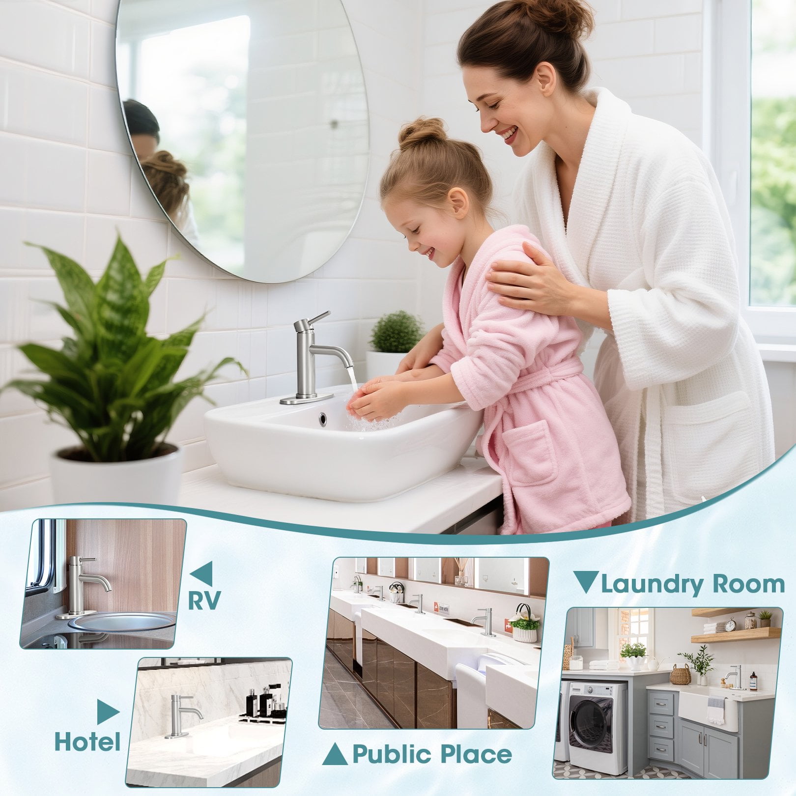 Wowkk Sanitary Ware Bathroom Faucets Stainless Steel Single Handle Bathroom Sink Faucet with Pop up Drain and PEX Encrypted Hose, Modern Bathroom Faucets for Sink 1 or 3 Holes, Brushed Nickel