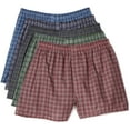 thumbnail image 1 of Fruit Of The Loom Mens Woven Tartan Boxers 5 Pack, L, Assorted, 1 of 6