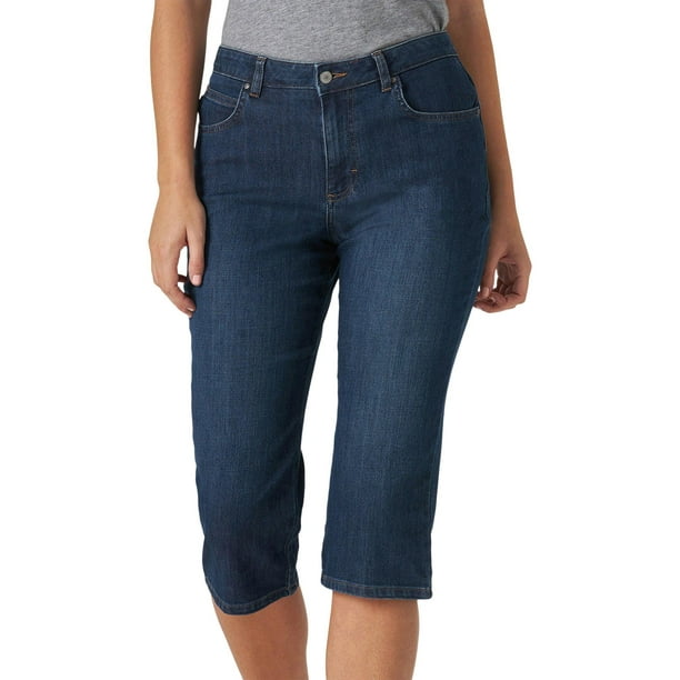 Lee Womens Straight Fit Denim Capris 10 Medium wash