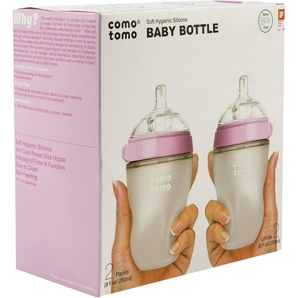 Comotomo Natural Feel 8oz. Bottle, 4 Pack Pink