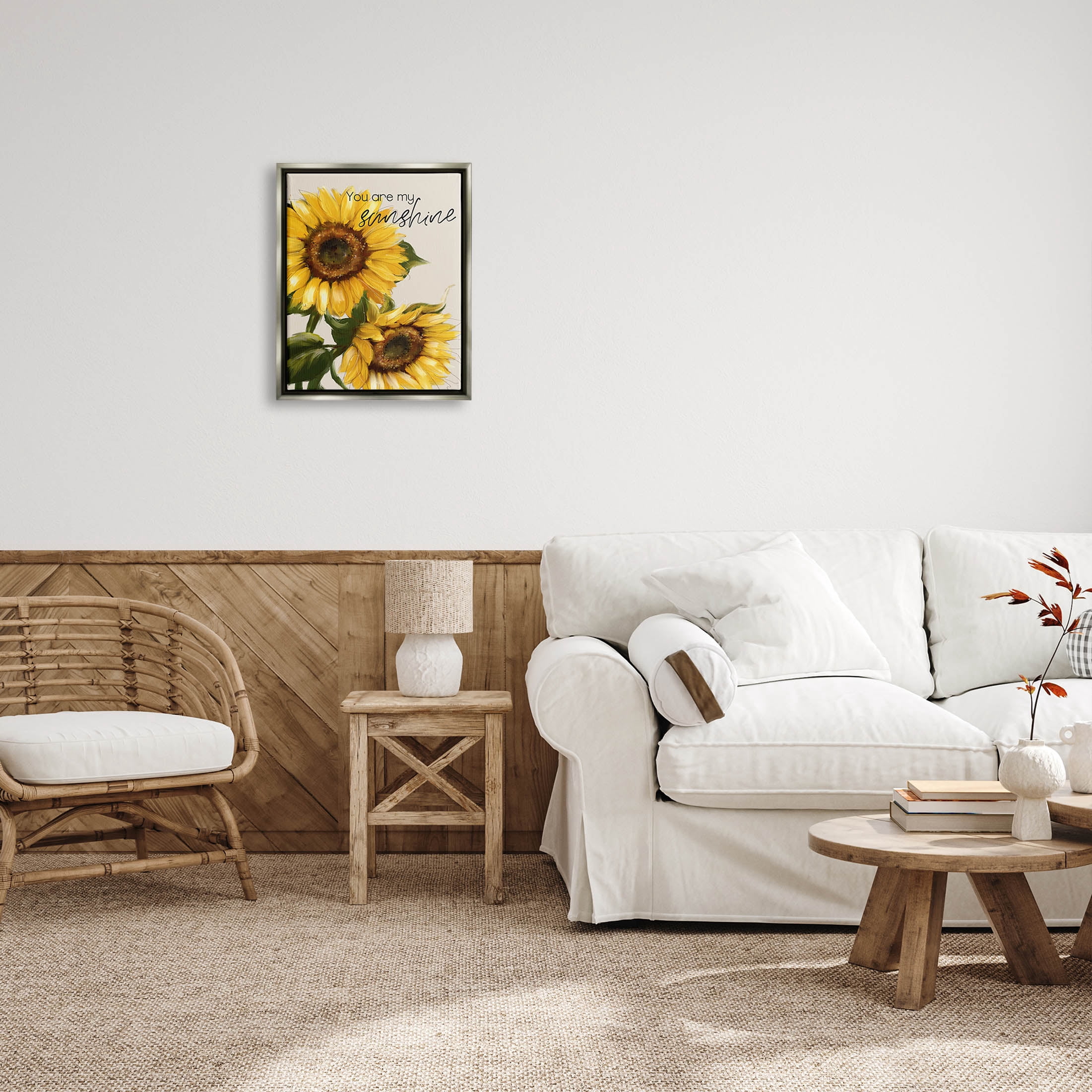 Stupell Industries You Are My Sunshine Sunflower Blooms Graphic Art Luster Gray Floating Framed Canvas Print Wall Art, Design by Conrad Knutsen