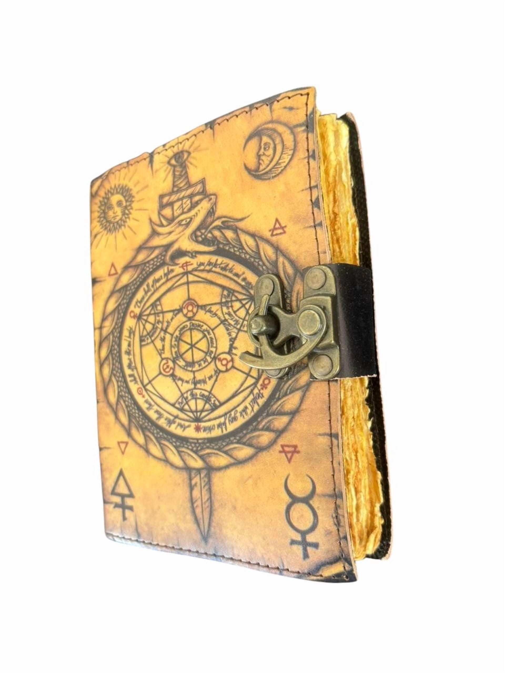 Celestial Earth Goddess Handmade Leather Journal with Clasp – 200 Deckle Edge Pages, 5x7 Vintage Notebook, Boho Spiritual Diary, Travel Writing Journal Gift