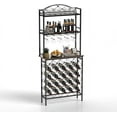 thumbnail image 2 of Greater Wine Rack Freestanding, 3-Tier Floor Countertop Wine Storage Display Shelf, Wine Holder Stand with Hold 32 Wine Bottles & 20 Glasses Liquor Bar Cabinet for Home Dining Kitchen Room Office, 2 of 9